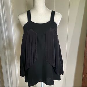 IRO Black Wool and Silk Pleated Tank Top Blouse size 1